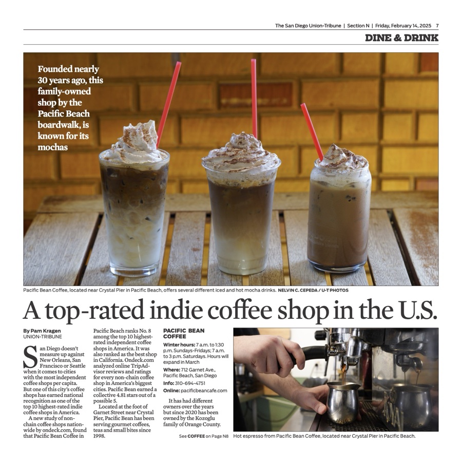 Pacific Bean Coffee — A top-rated indie coffee shop in the U.S.